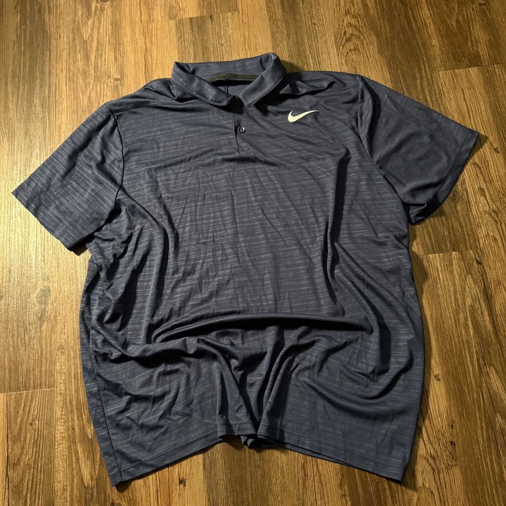 Nike‎ Golf Dri-FIT Men's Blue Heathered Short Sleeve Polo Shirt Size XL